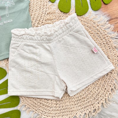 Conj. Regata Ribana Paradise Beach e Short em Linho - Verde e Areia